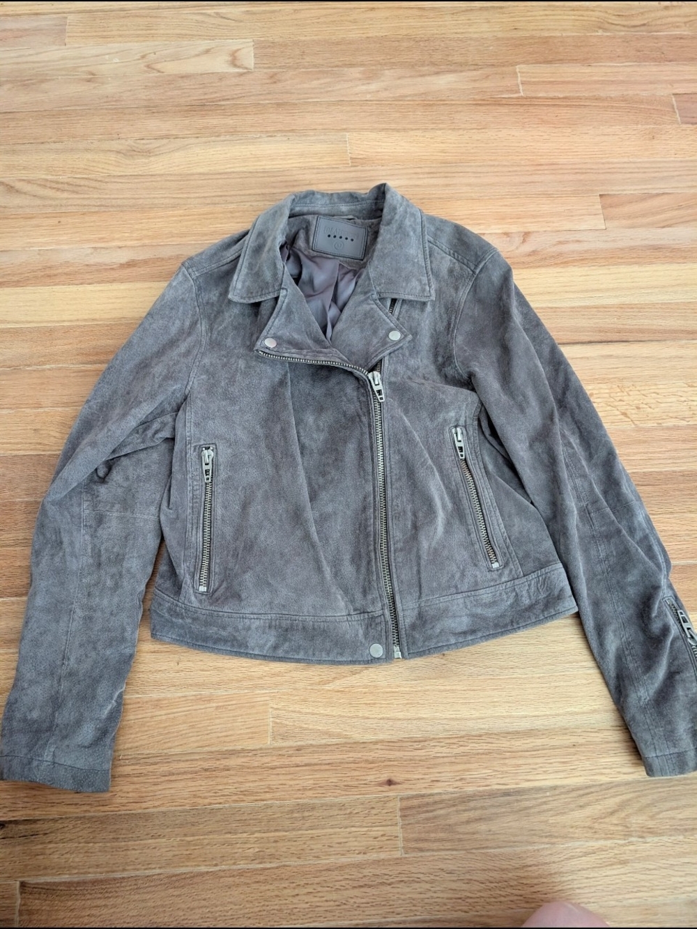Blank NYC Gray Leather Suede Moto Jacket